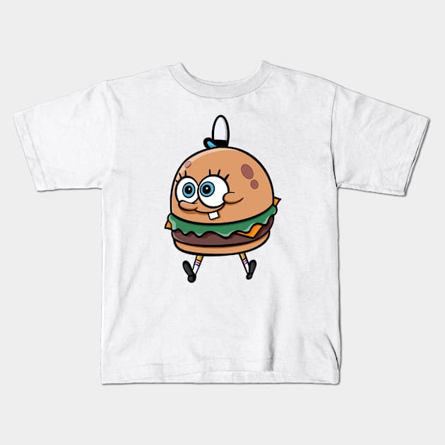 Sponge burger Kids T-Shirt by PinkAlienCreations